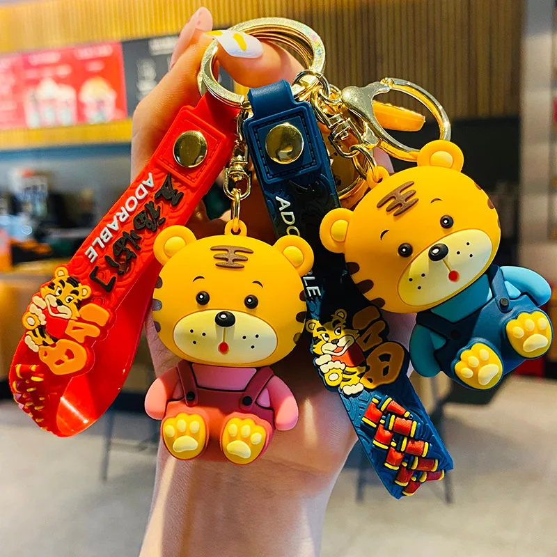 

Милый мультяшный комбинезон для пары кукла-Тигр Firecracker ручная веревочная Пряжка цепочка для автомобильных ключей Подвеска для сумки