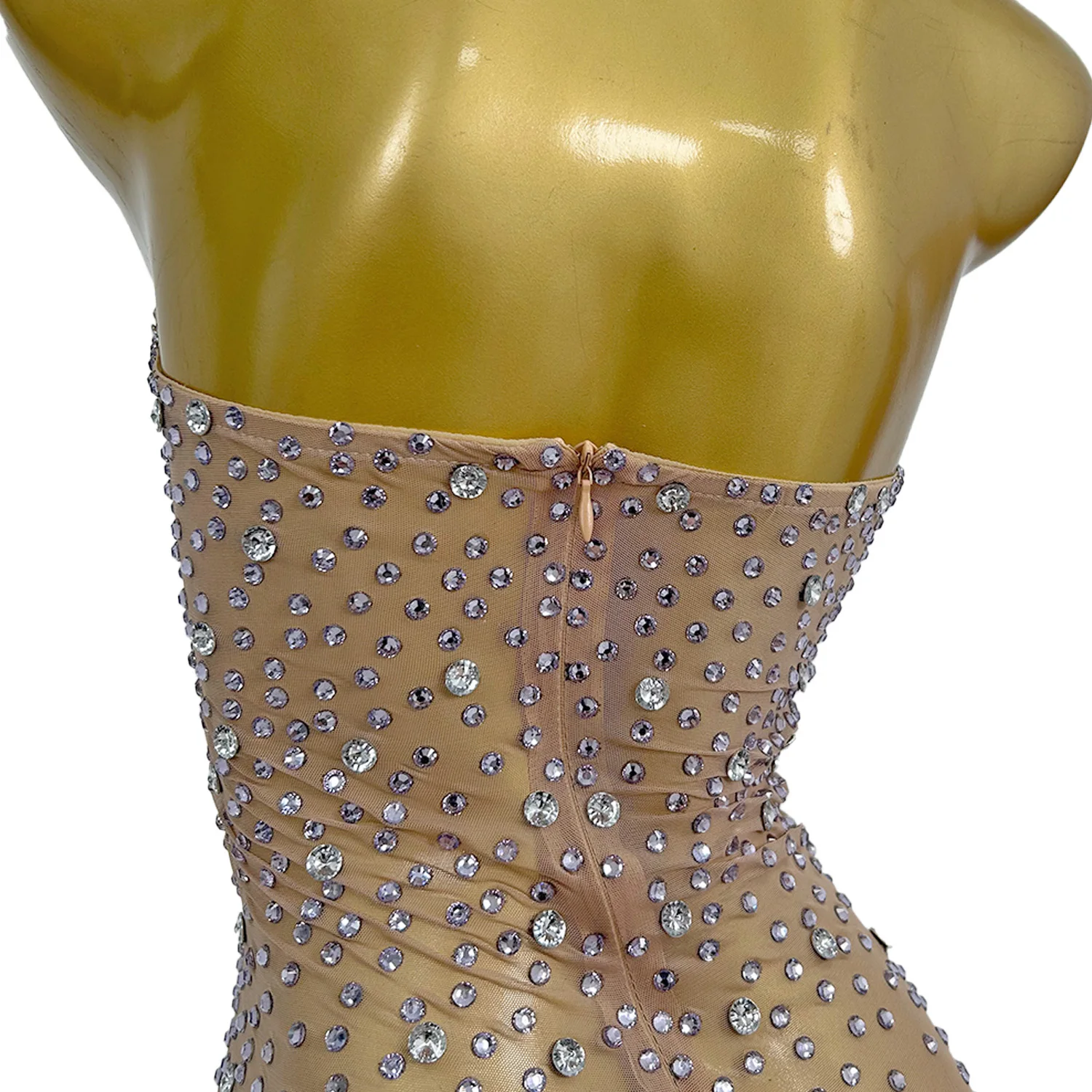 Шикарное вечернее платье с кристаллами для сексуальных женщин сетчатое