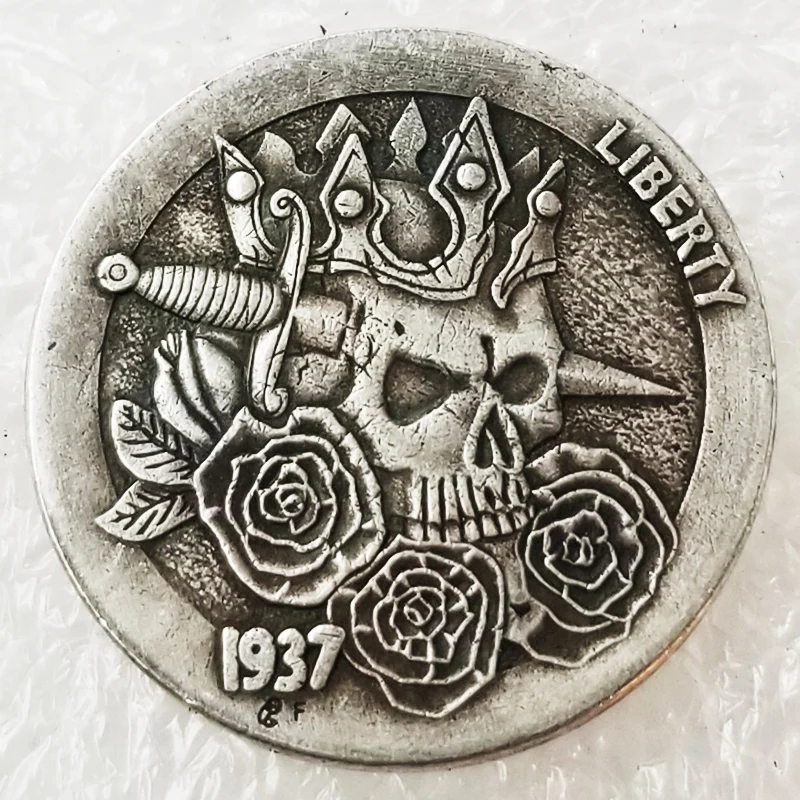 

Hobo Nickel Coins 1937 USA Morgan Skeleton Liberty Buffalo Dollar Silver Coin Home Decor Coins Lucky Collectibles Christmas Gift