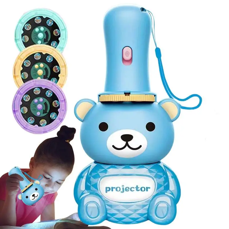 

Детский фонарик, фонарик, медведь, проектор, проектор, игрушка с 24 узорами, фонарик, обучающий ночник