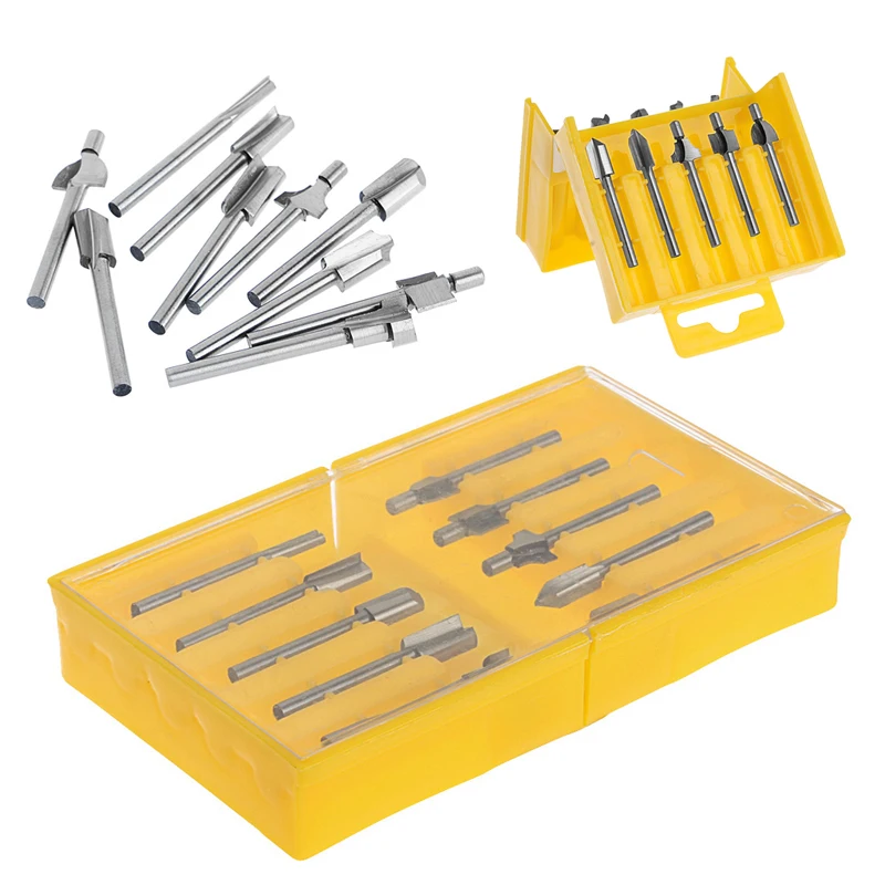 

10Pcs 1/8" 3mm HSS Router Bits Wood Cutter Milling Fits Rotary Tool Set KXRE