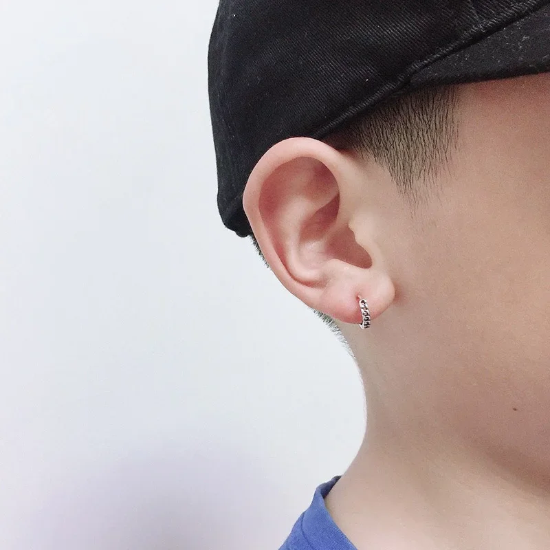 Элегантные студенческие модные серебряные вязаные серьги для мужчин