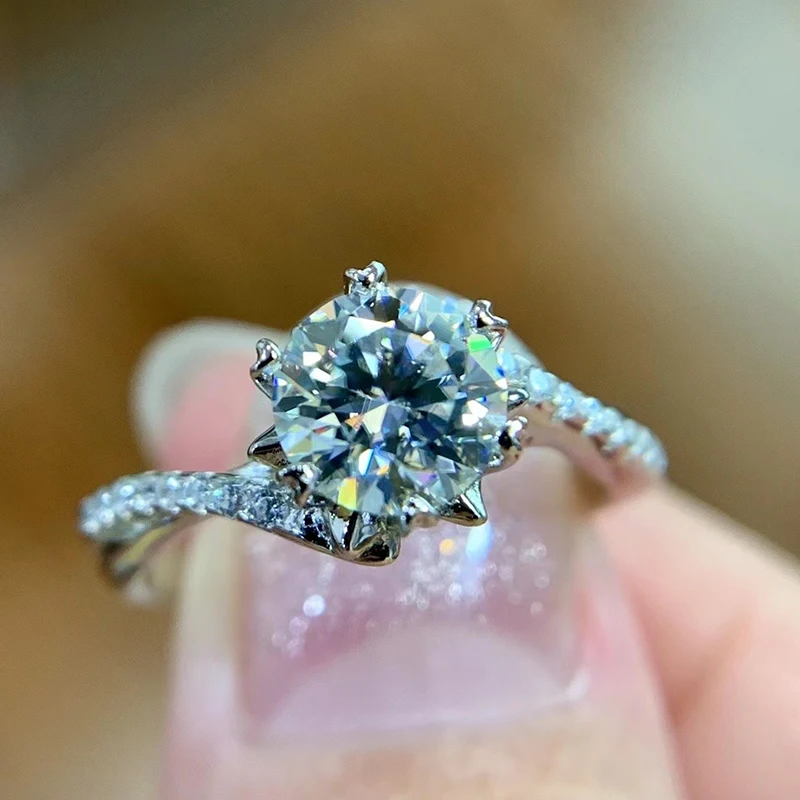 

Moissanite Luxury Snowflake Ring 1.0 Carat Diamond Ring Women Romantic Wedding Engagement Ring 925 Sterling Silver Jewelry Gift