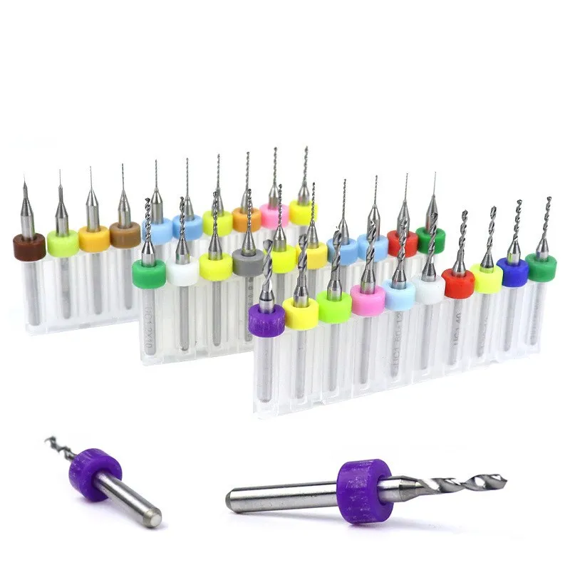 

10pcs PCB Micro Drill Bit Set 0.1-3mm Tungsten Carbide Printed Shank Tungsten Carbide Micro Drill Bits Set,