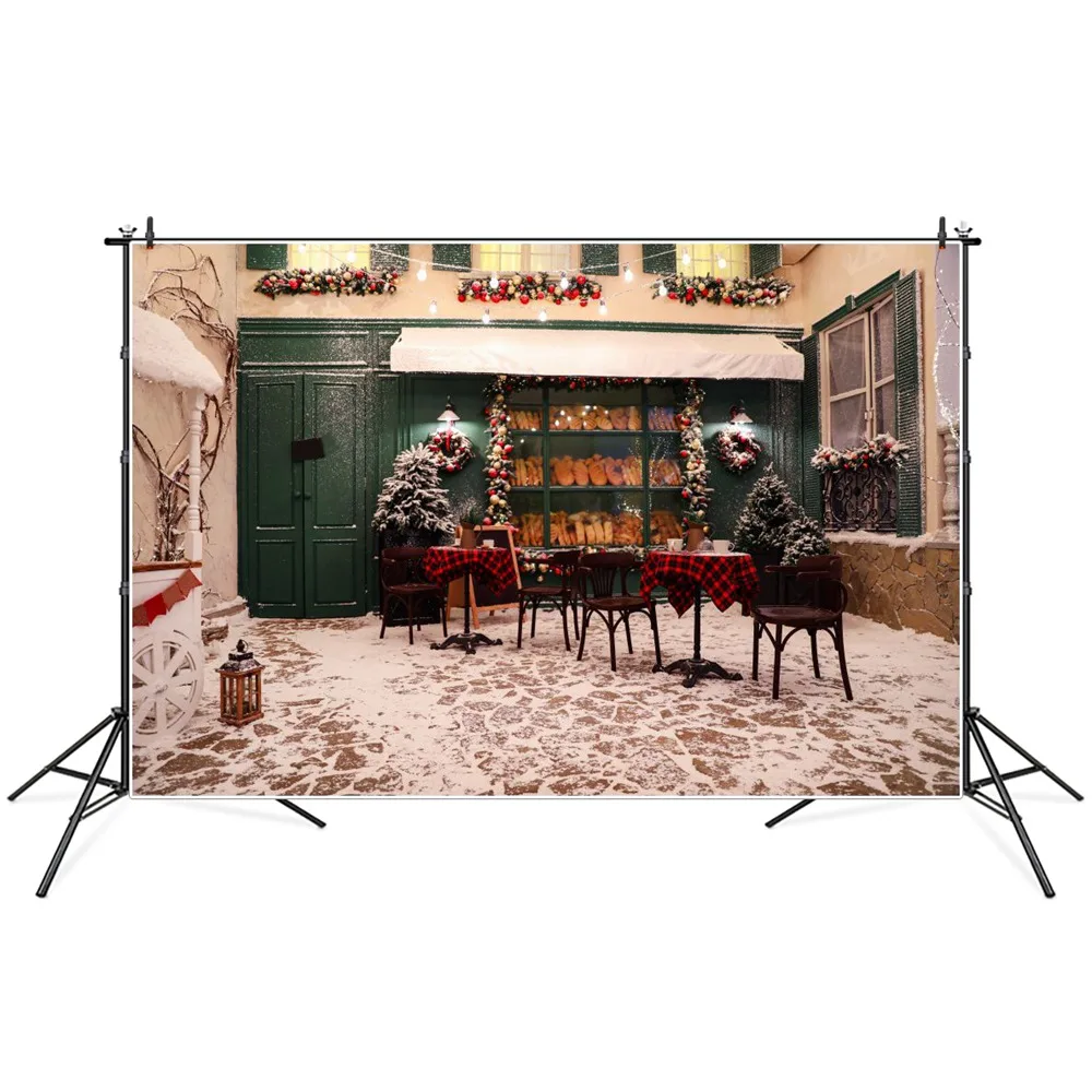

Фон для фотосъемки с изображением рождественской елки магазина двора гирлянды окна стола стула