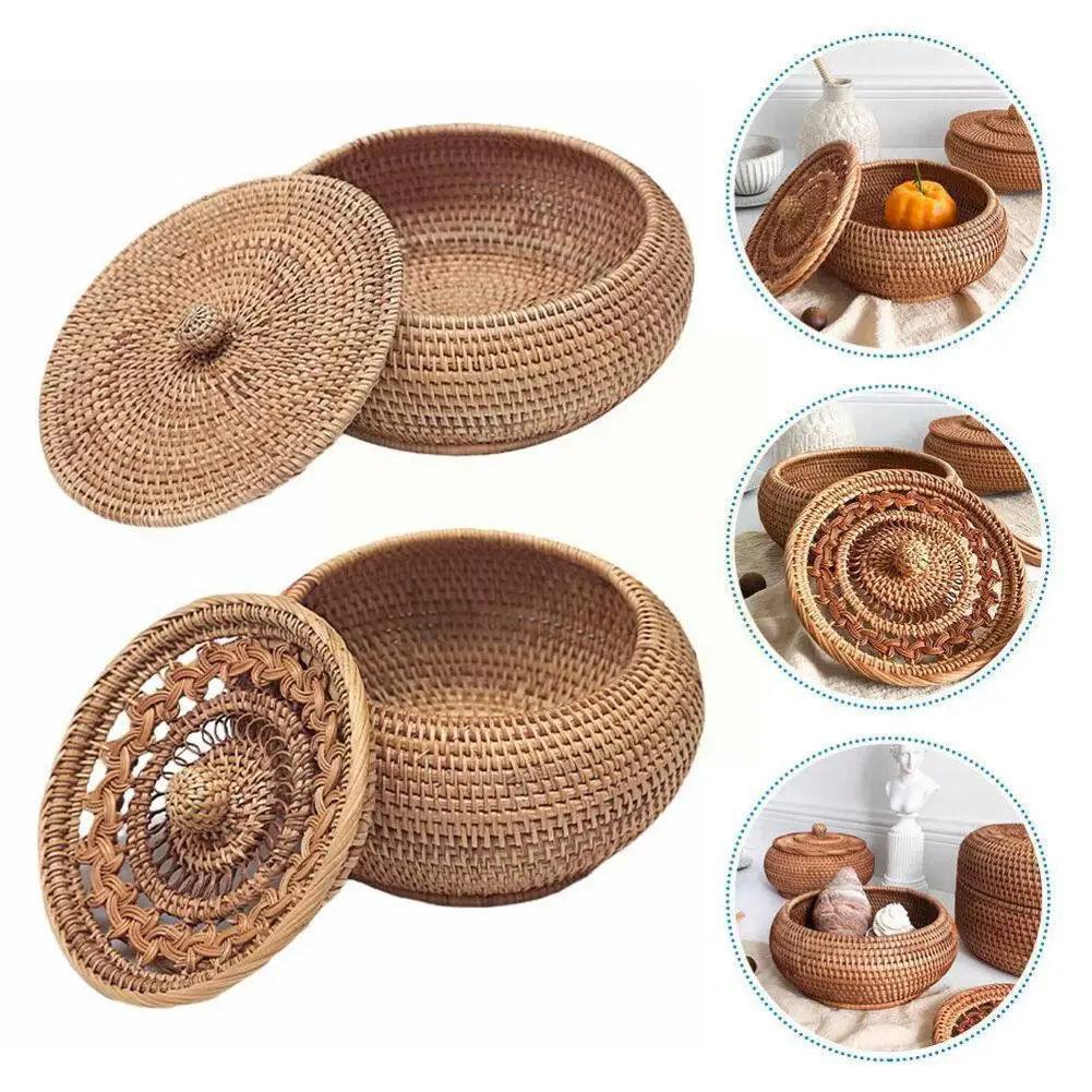 

Handmade Woven Food Basket Fruit Plate Rattan Tray Organization Home Storage Multipurpose Basket Storage Tea Tray Afternoon A9g5