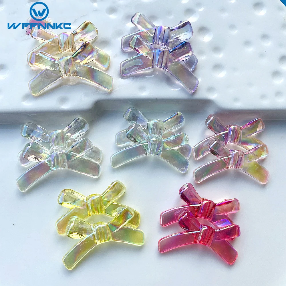 

WFFNNKC 30 шт. Аврора цветной бант с прямым отверстием резиновые аксессуары для волос серьги украшения Подвески DIY материал ручной работы