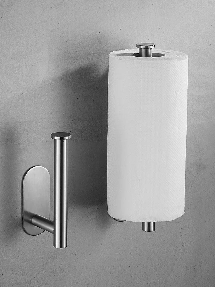 

304 Stainless Steel Paste Punch-free Toilet Hygiene Tissue Holder Kitchen Towel Rack Toilet Paper Holder Stand Bathroom Shelf