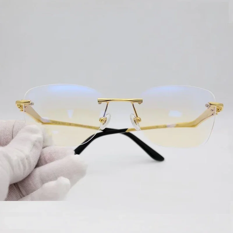 

Очки солнцезащитные мужские без оправы, Модные Винтажные стильные овальные солнечные очки в металлической пантере, Классические летние украшения для вождения