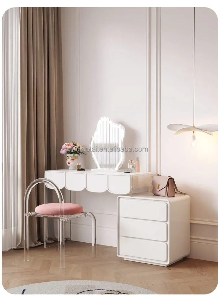 Современный зеркальный столик с подсветкой для спальни деревянный туалетный