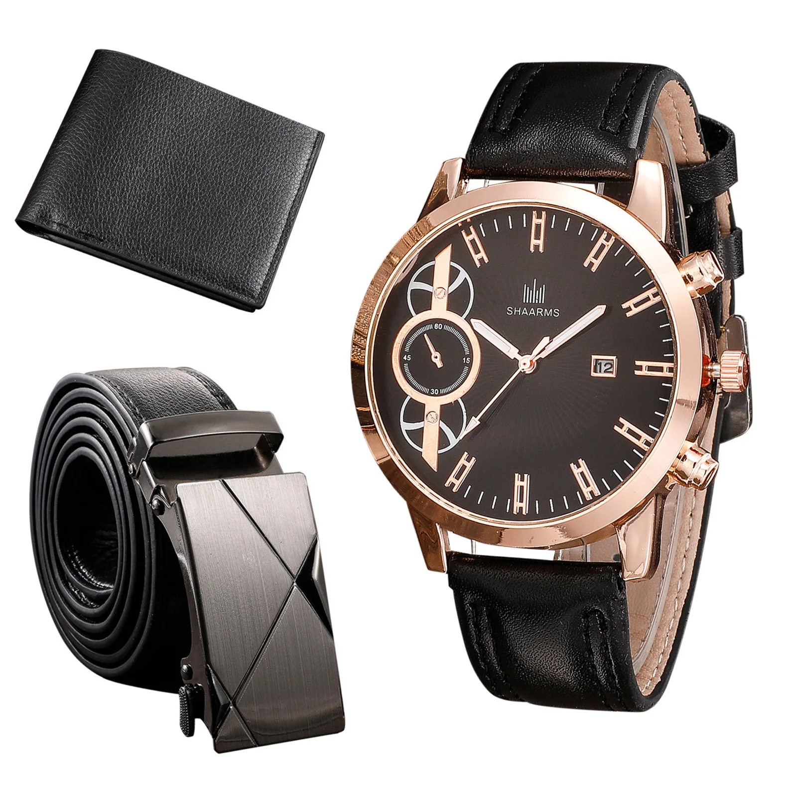 

3 шт./комплект, мужские часы + кошелек + ремень