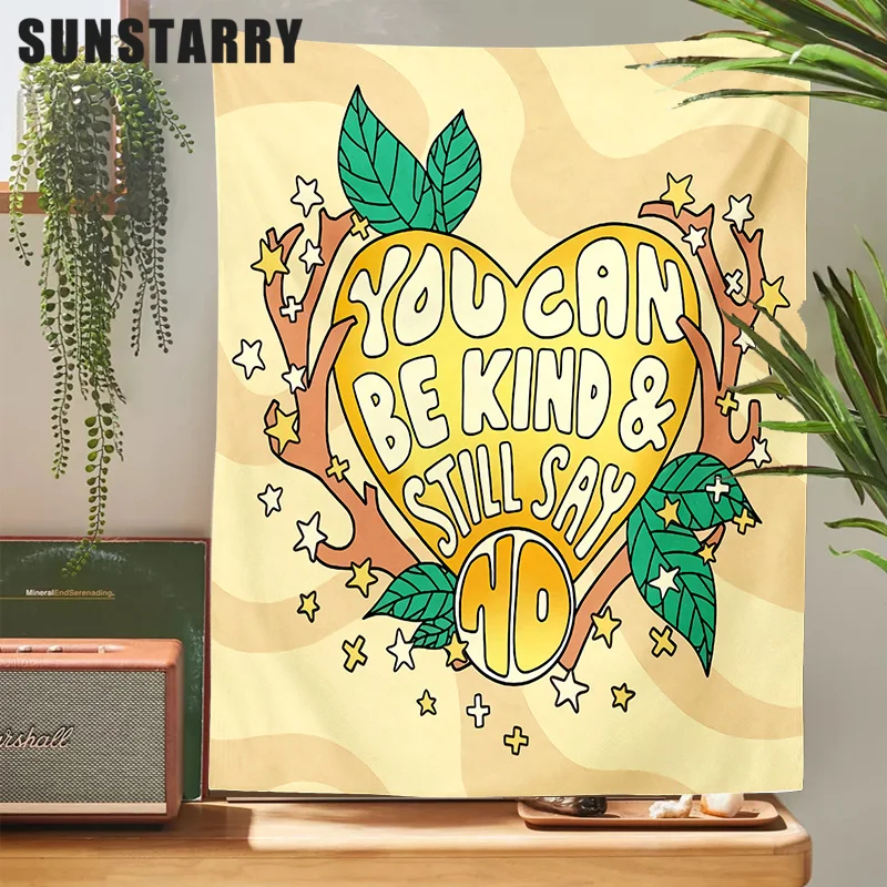 

Retro Heart Flower Tapestry Wall Hanging Rainbow Heart Wall Art Tapestries For Living Room Background Bedroom Room Decor Wall