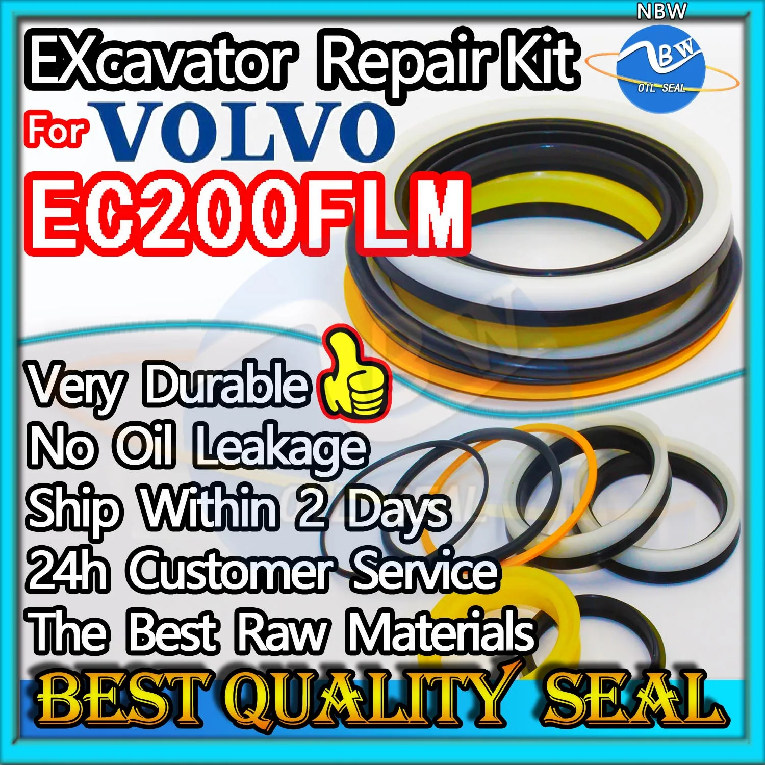 

For VOLVO EC200FLM High Quality Oil Seal Kit Excavator Repair Gear Center Joint Gasket Nitrile NBR Nok Washer Skf Service Track