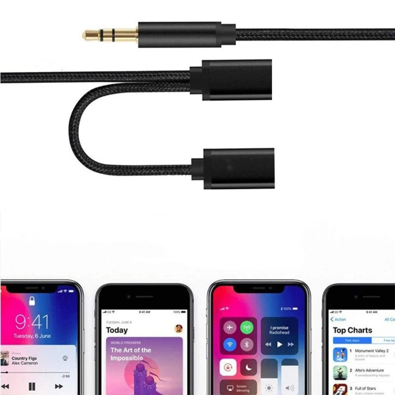 

Auxiliary Cable Stereo Aux 3.5mm Headphone Braided Cord for Home Car AOS