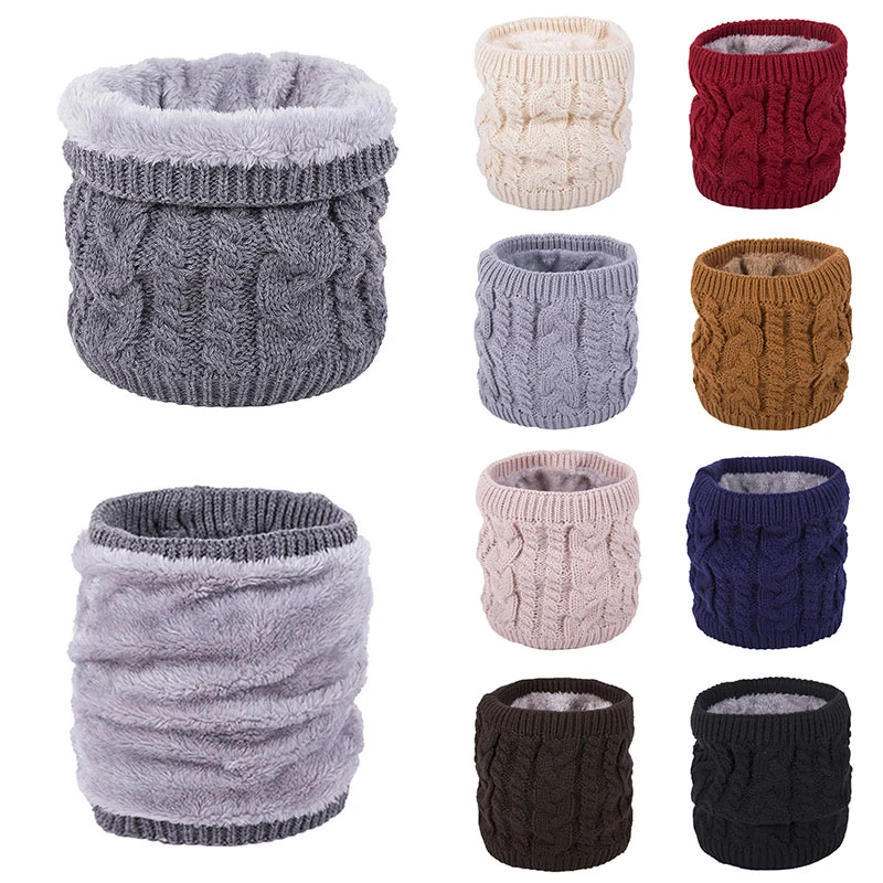 

Warm Thick Plus Velvet Women Men Neck Scarf Couple Knitted Ring Scarfs Solid Color Keep warm Outdoor Ski Scarf Winter Scarves