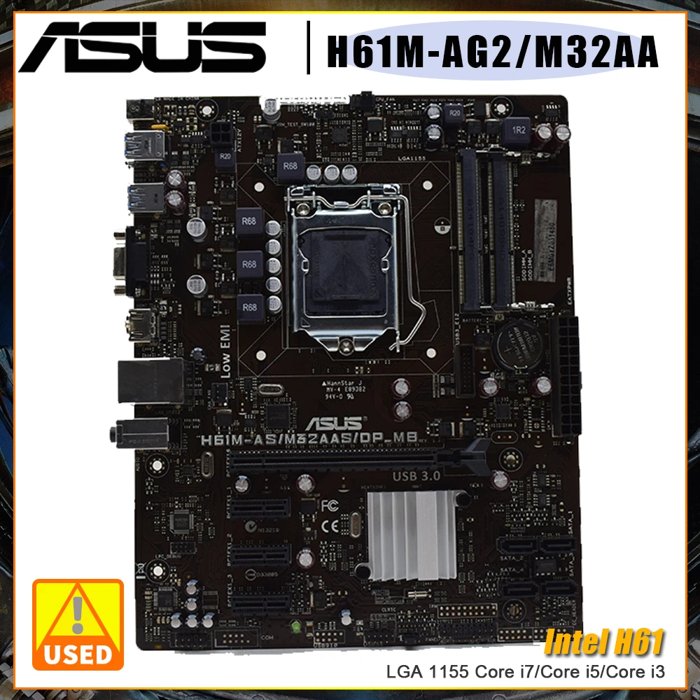 

ASUS H61M-AG2/M32AA Motherboard 1155 Motherboard DDR3 8GB 1333MHz Intel H61 Chipset USB2.0 SATA2 VGA DVI PCI-E X16 Slot