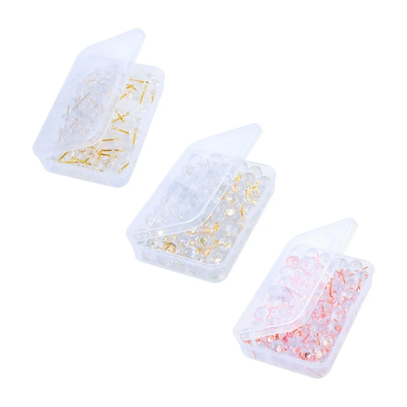 

50/100Pcs Push Pins with Clear Head Map Tacks Drawing Pins Map Thumb Tacks Pins Drop Shipping