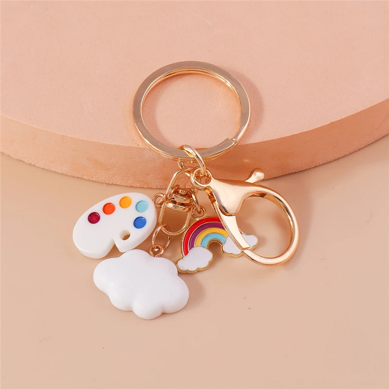 

Cute Rainbow Keychains Resin Clouds Charms Keyrings Souvenir Gifts for Women Men Handbag Pendants Key Chains DIY Accessories