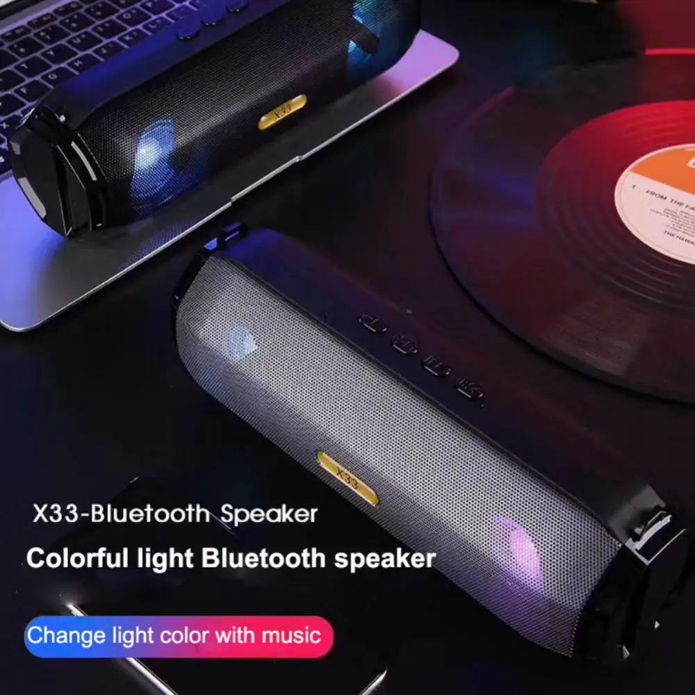 

Bluetooth Speaker 1200ma Super Long Life Outdoor Loudspeaker Subwoofer With Colored Lights Wireless Speaker For Android Ios Gift