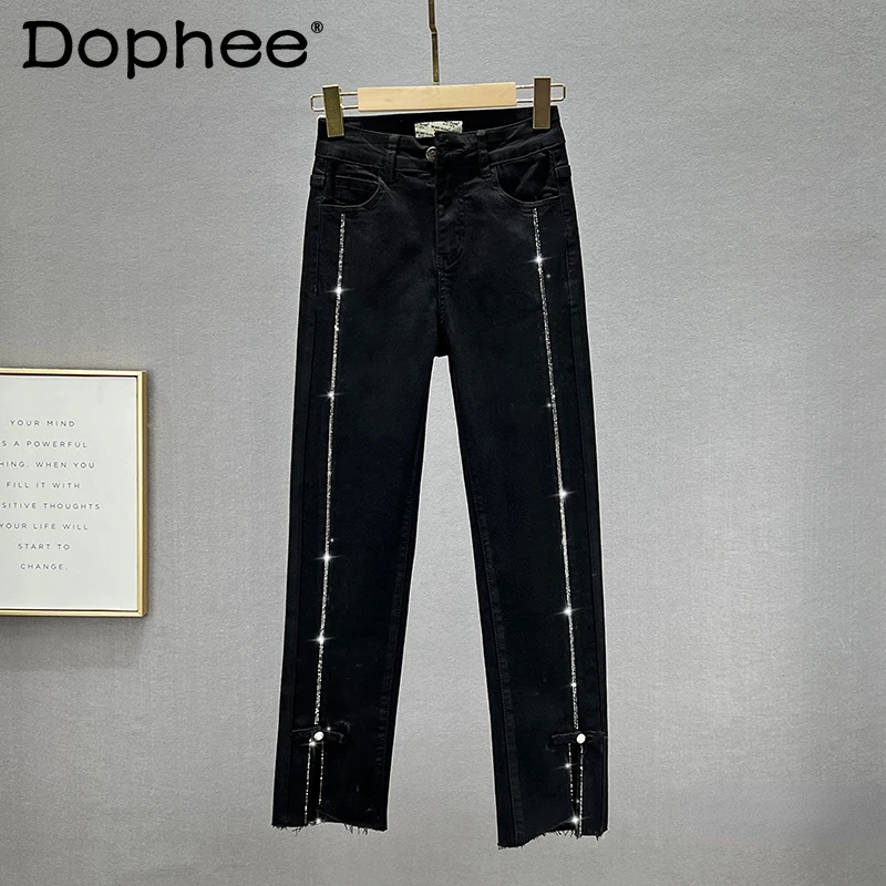 

Черные женские джинсы, новая одежда для весны и осени, облегающие джинсовые брюки с высокой талией для женщин