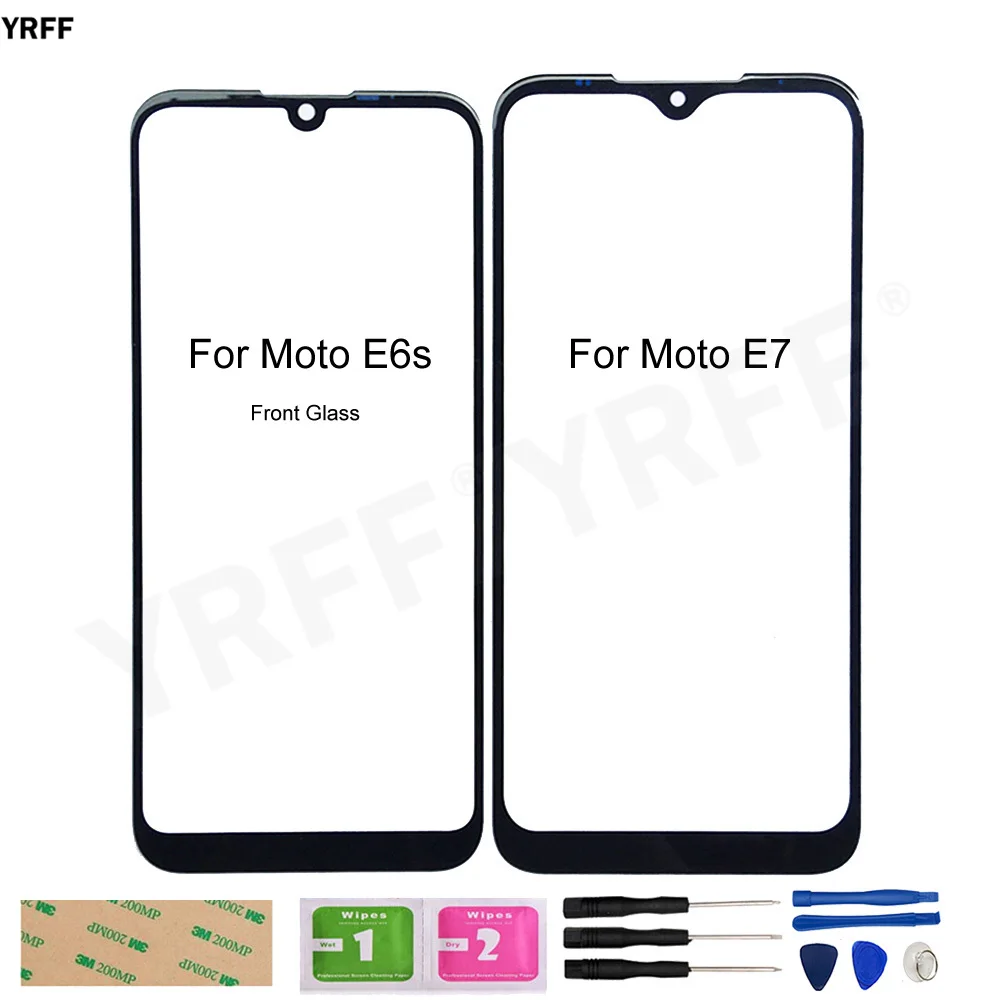 

For Motorola Moto E7 Front Glass Panel For Moto E6s (2020) XT2053 (No Touch Screen) Outer Glass Panel Cover Phone Repair Sets