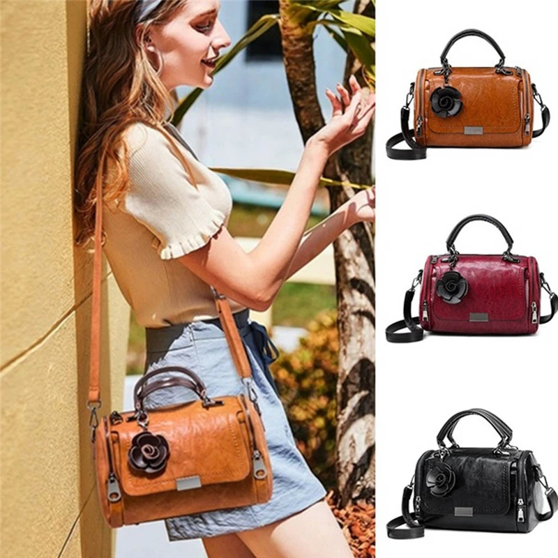 

New Fashion Women Shoulder Bag With Flower Pendant Ladies Totes Party Purse Handbag Casual Female Messenger Crossbody Bags