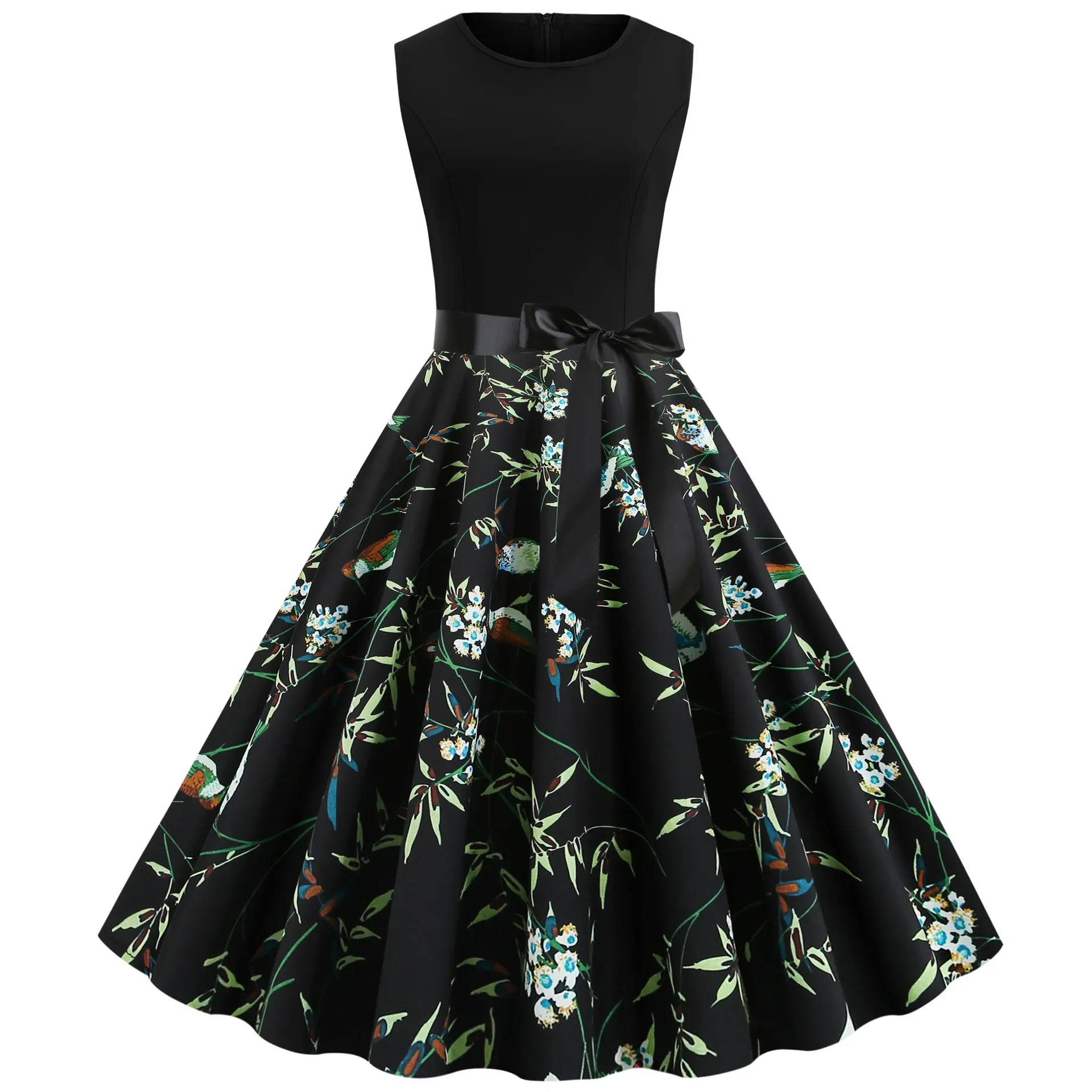 Eaby Amazon Лидер продаж винтажное платье с принтом без рукавов шелковый шарф