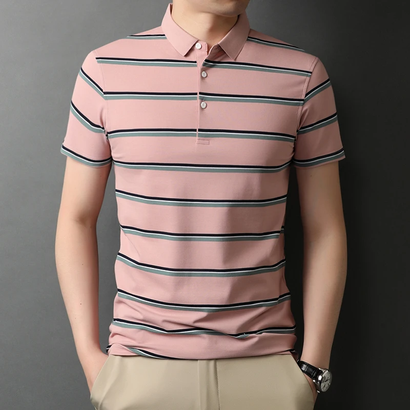 

New Men's Polo Shirt 2021 Men Design Polos Man Cotton Short Sleeve Striped polo Shirt
