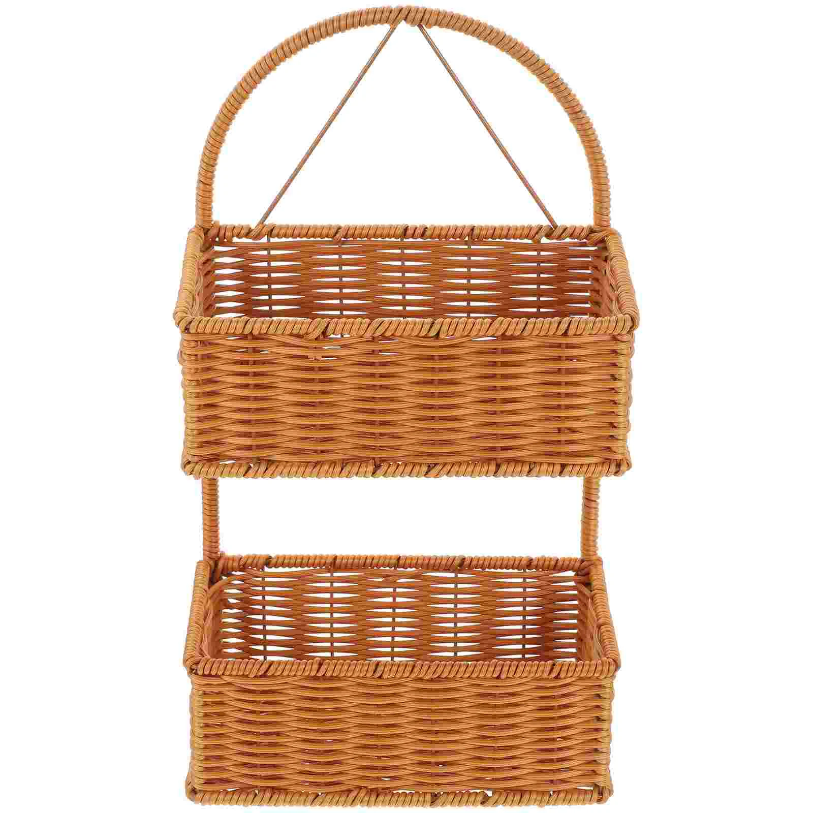 

Double Woven Hanging Basket Sundries Storage Bin Flowers Pot Holder Vegetable Planter Door Pp Fruit Plastic