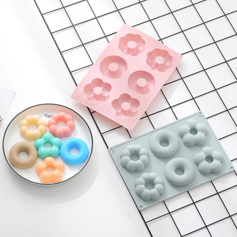 

Donut Mold Silicone Cake Bread Cold Process Soap Mold 6 Holes 3 Groups of Different Shapes DIY Baby Food Dessert Tools Baking