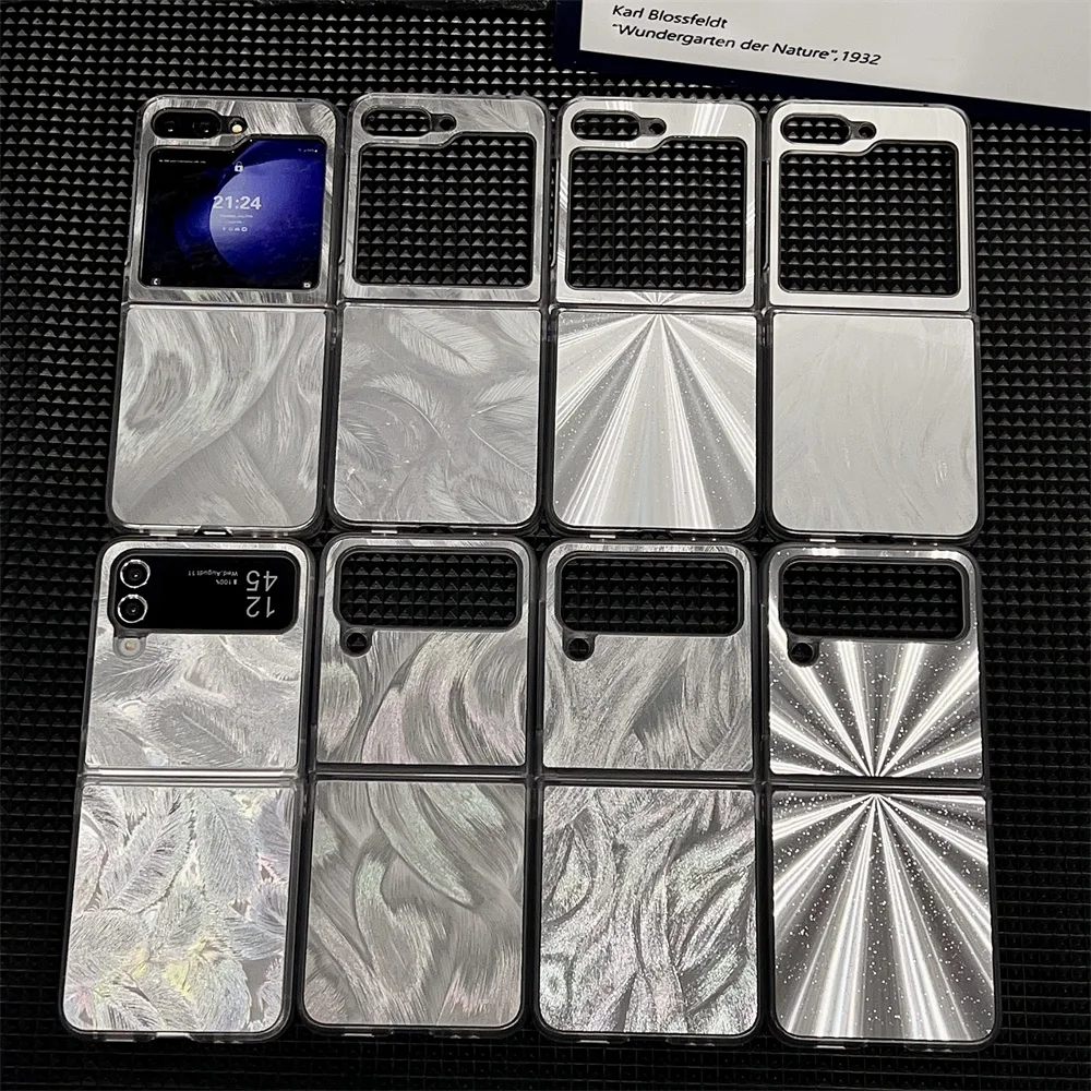 Роскошный чехол с лазерным перьем и Авророй для Samsung Galaxy Z Flip 6 5 4 3 Flip5 Zflip