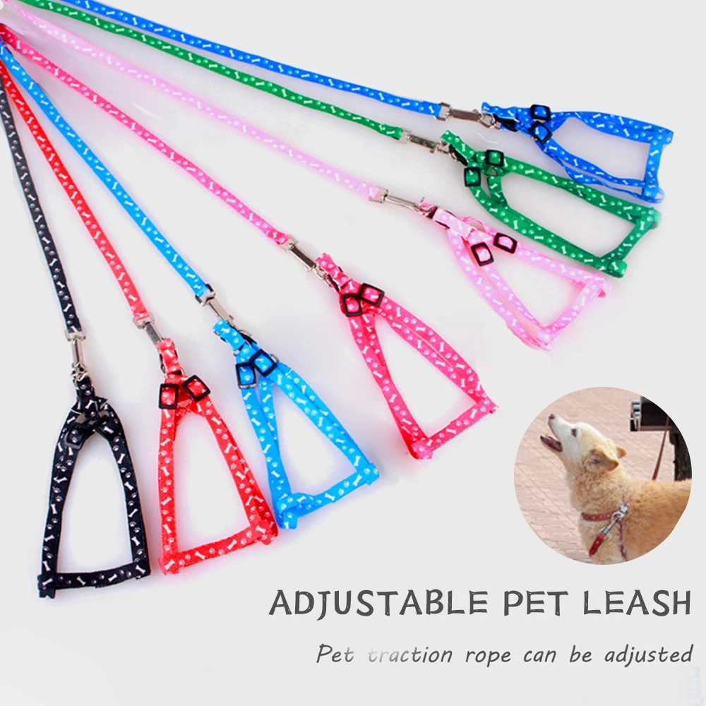 

Pet Items Dog Collar Breast Leash Harness Leash Adjustable Printing Nylon Pet Traction Cat Collar Product Small Pet Harness Belt