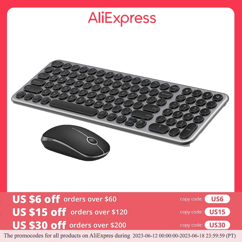 Jelly Comb Wireless Keyboard and Mouse Combo 2.4G Slim Ergonomic Quiet Keyboard and Mouse with Round Keys for Windows Laptop PC