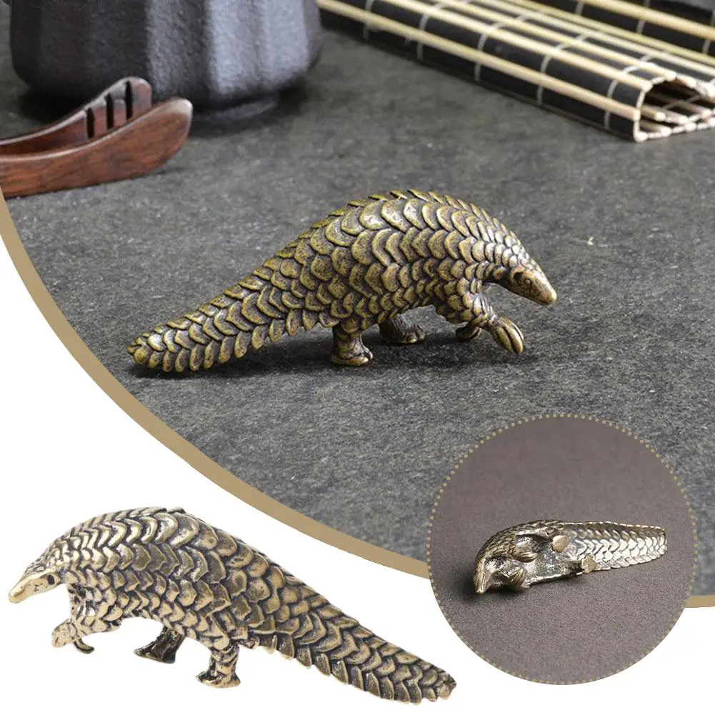 

Латунные фигурки панголин, миниатюры, винтажные тяжелые аксессуары для женской статуи, украшение для дома, настольное украшение R3B2