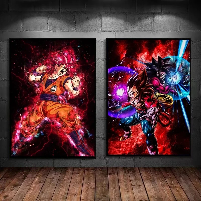 

Anime Figures Dragon Ball Z Super Saiyan Goku Gohan Vegeta Artwork Canvas Painting Aesthetic Home Decor Posters Picture Manga