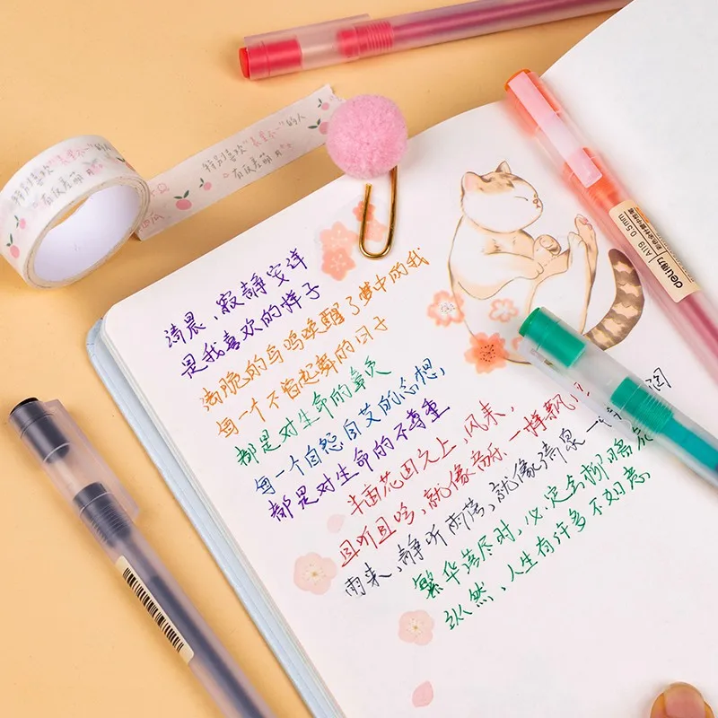 Deli 16 шт. Набор цветных гелевых ручек Kawaii 8 стержней для письма корейские милые
