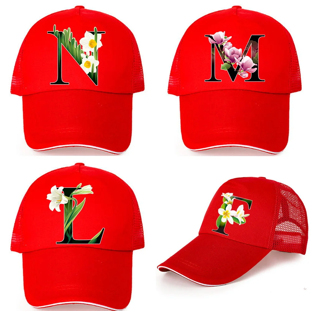 

Trucker Cap Men Hollow Out Unisex Summer Baseball Cap Flower Color Printed Adjustable Men Mesh Breathable Women Snapback Dad Hat