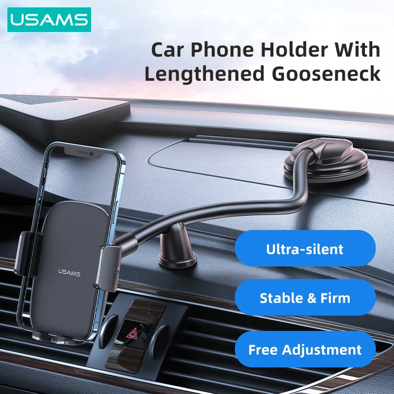 USAMS Stable Gray Stickup Car Phone Holder For 4.7-7 Inch iPhone Xiaomi Huawei Xiaomi Hornor Car Center Console Bracket Stand