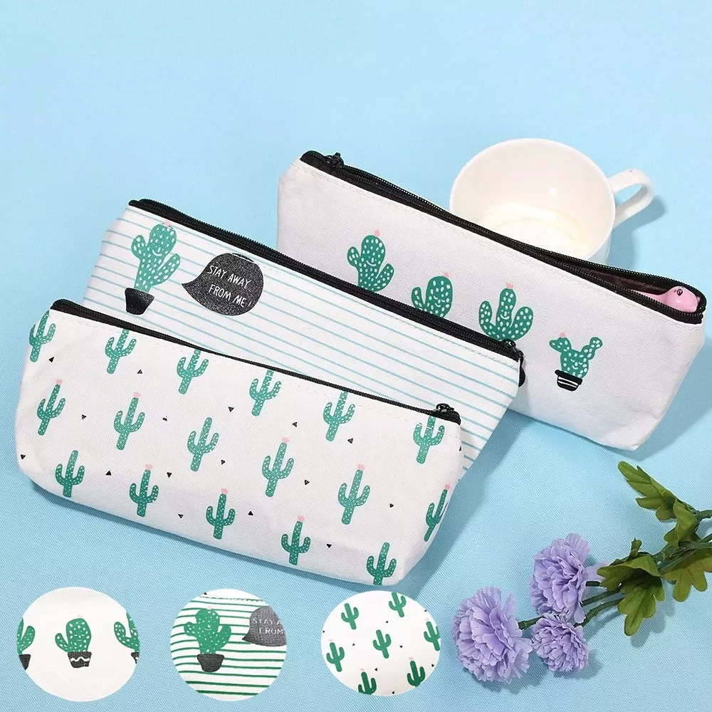

Capacity Pencil Case Grid Canvas Pencilcase Student Pen Holder Supplies Striped Pencil Bag School Box Pouch Stationery
