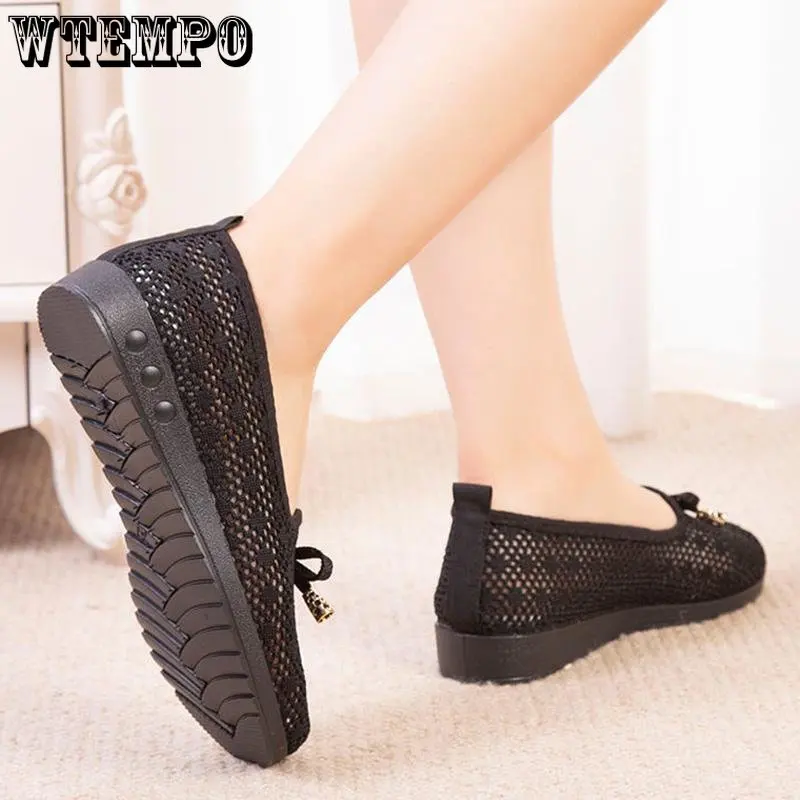 WTEMPO Summer Soft Sole Shoes Women's New Breathable Mesh Hollow Out Cool Shoes Shallow Mouth Non Slip Casual Shoes Wholesale