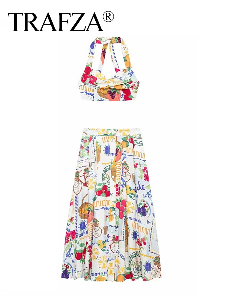 Женский комплект из топа и юбки на пуговицах без рукавов