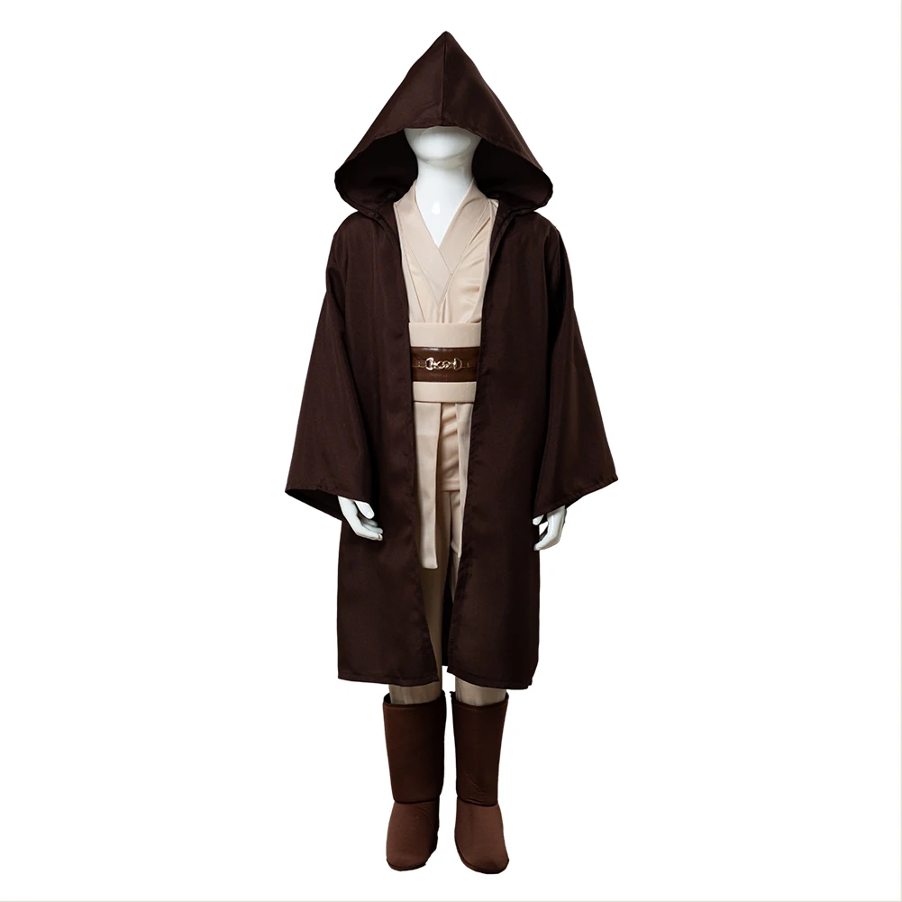 Kid Children Star Jedi Knight Cosplay Costume Obi Wan Kenobi Uniform Suit Anakin Skywalker Hooded Robe Cloak Outfits