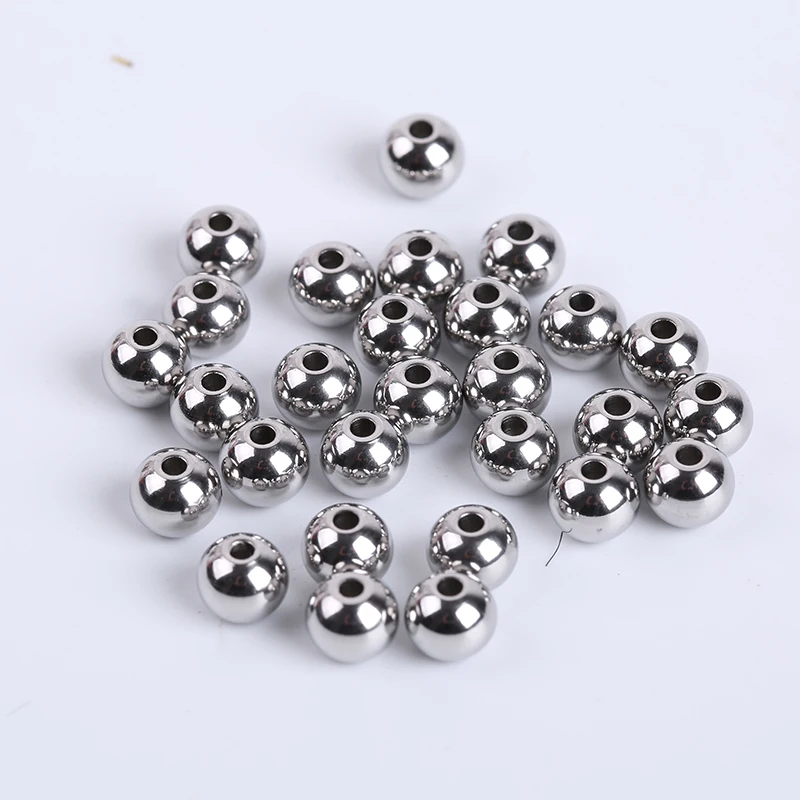 

30-100Pcs/Lot Stainless Steel Bracelet Big Hole Beads Diy Handicraft Accessories Findings Loose Spacer Beads For Jewelry Making