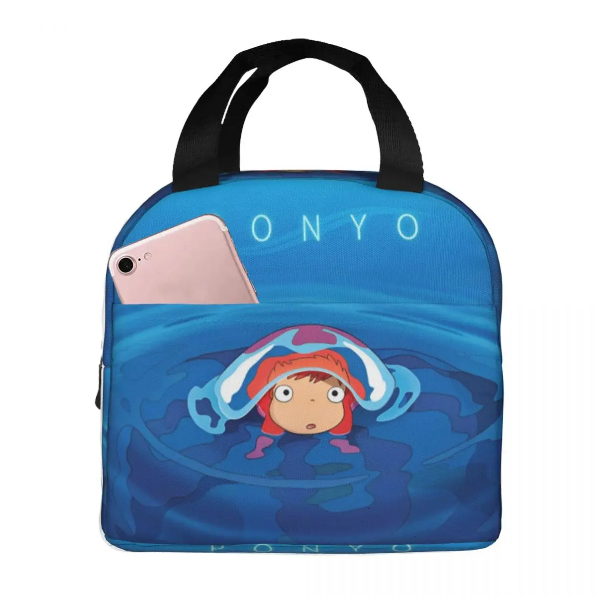 

Симпатичные сумки для ланча Ponyo, портативная Изолированная Холщовая Сумка-холодильник для тепловой холодной еды, для пикника, для женщин и детей