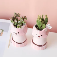 cute pink dog animal flower pot ceramic vase planter desktop ornaments home garden decor succulent pot