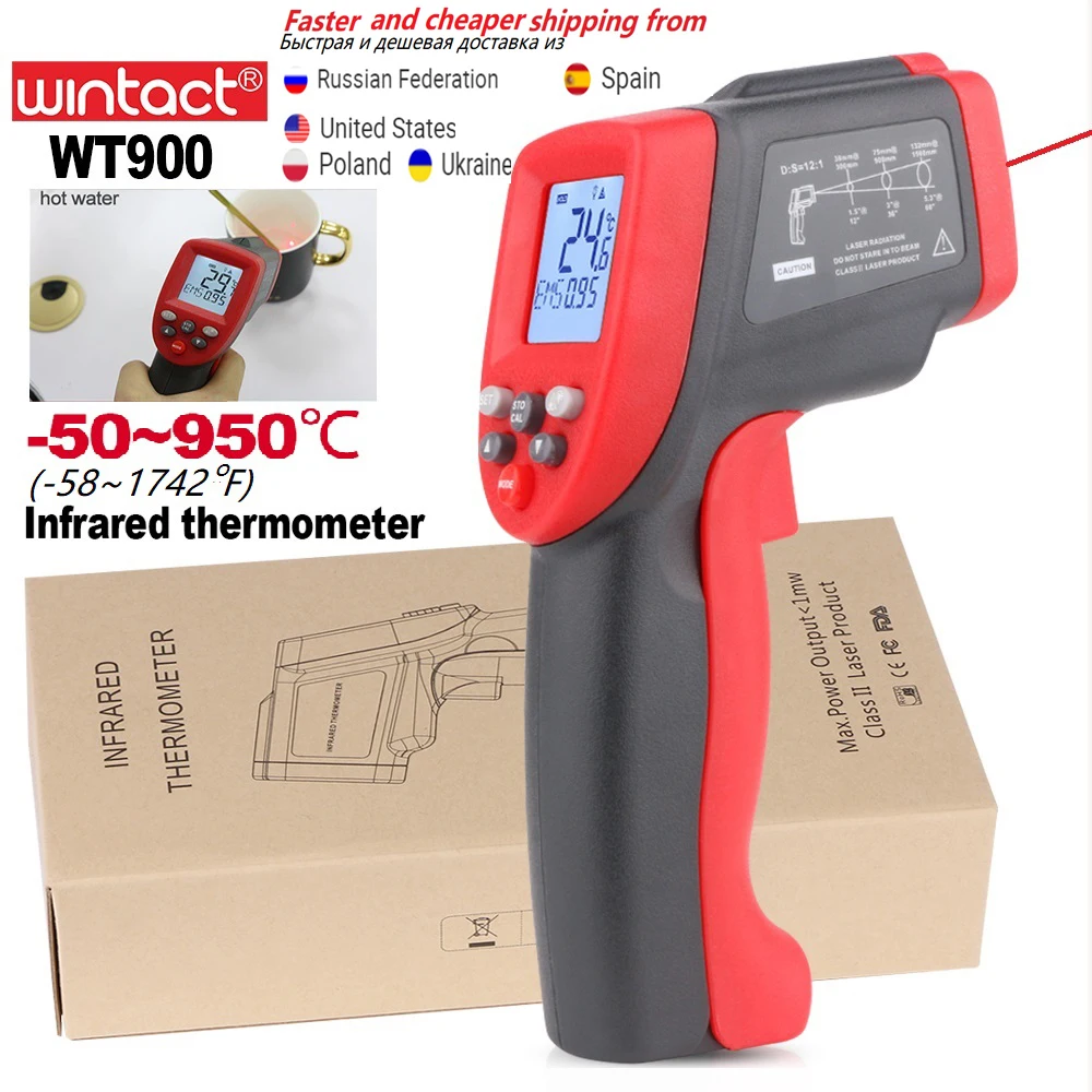 Цифровой инфракрасный термометр лазерный измеритель температуры WT700 WT900 w без