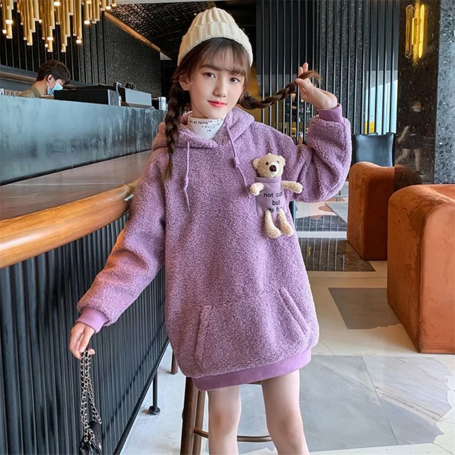 

Child Cute Bear Hoodies Girl 2022 Spring Pull Sleeve Jersey Baby Hoodies Print Fashion 4 5 7 8 10 12 Years Kids autumn