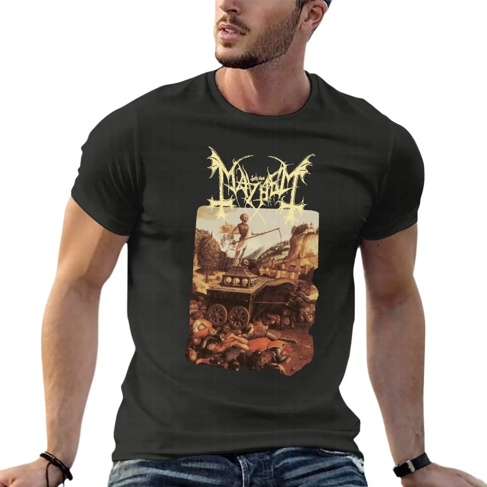 Mayhem Death Metal Band Oversize Tshirt Branded Mens Clothing Short Sleeve Streetwear Large Size Tops Tee