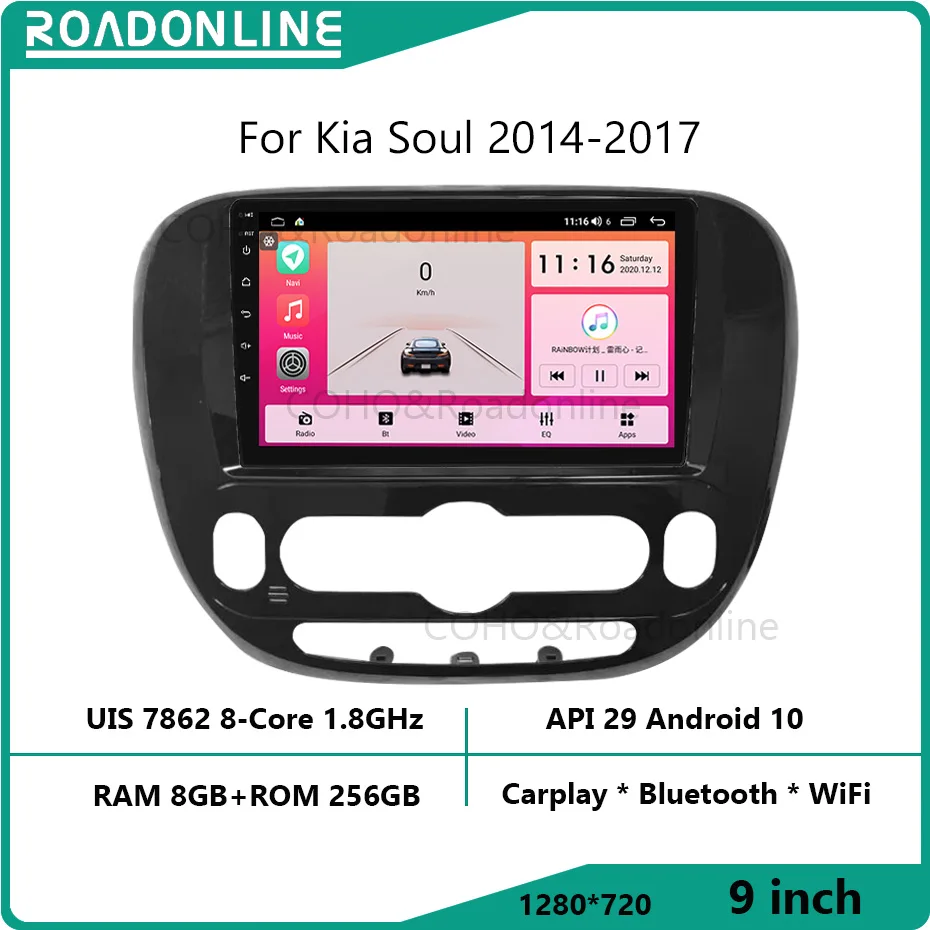 

For Kia Soul 2014-2017 1280*720 Resolution UIS7862 Octa-core 8+256gb Car Navigation CarPlay Car Radio Multimedia Video Player