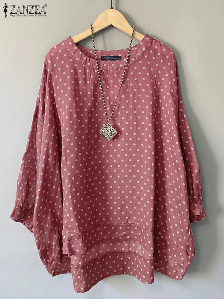ZANZEA женские Blusas Mujer с заниженными плечами осень 2023 туника круглым вырезом модные